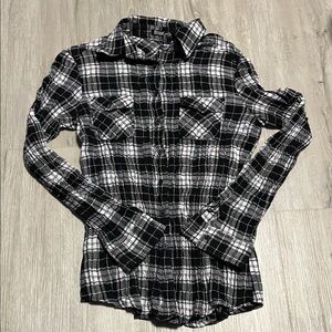 Black and White Plaid Button Down Shirt